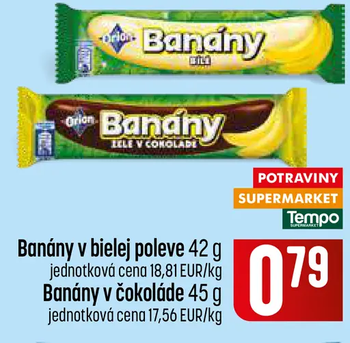 Banány v bielej poleve tyčinka