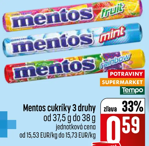 Mentos cukríky 3 druhy