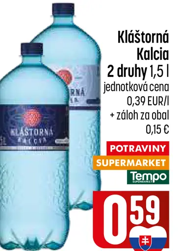 Kláštorná Kalcia minerálna voda