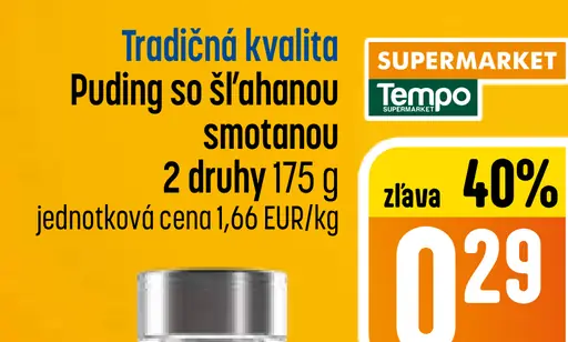 Puding so šľahanou smotanou