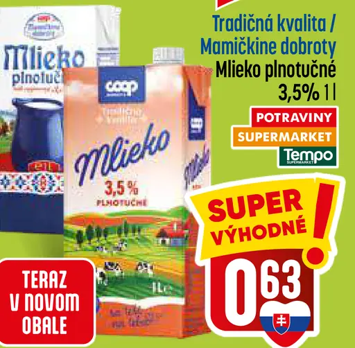 Mlieko plnotučné 3,5 %