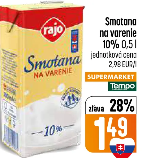 Rajo Smotana na varenie 10%