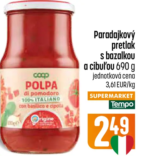 Coop Paradajkový pretlak s bazalkou a cibuľou