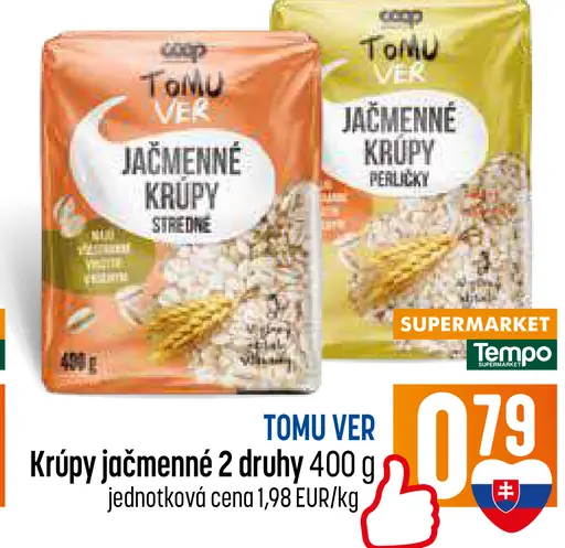 TOMU VER jačmenné krúpy rôzne druhy
