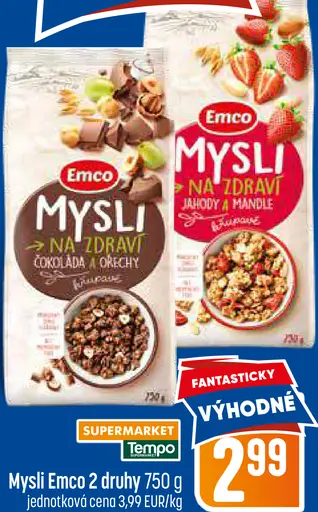 Emco Mysli na zdraví jahody a mandle, čokoláda a oriešky