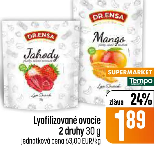 Dr. Ensa lyofilizované ovocie jahody, mango