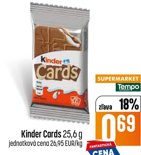 Kinder Cards oplátky plnené mliečno-čokoládovým krémom