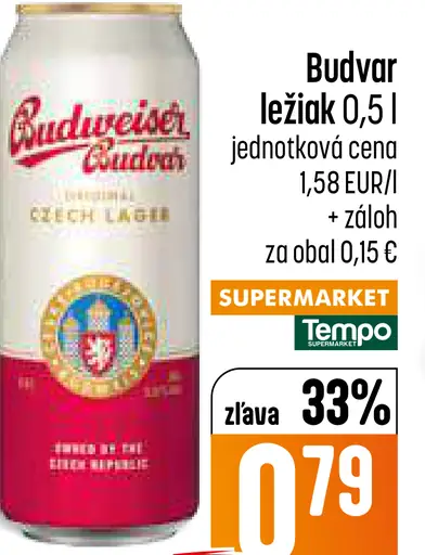 Budvar ležiak plechovka
