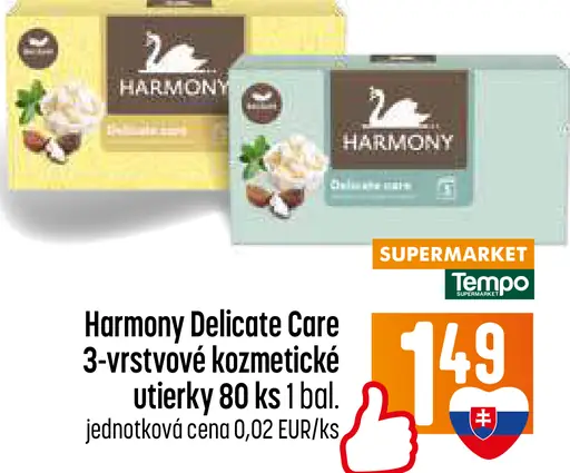 Harmony Delicate caré 3-vrstvové kozmetické utierky