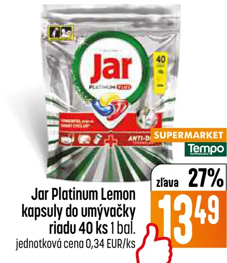 Jar Platinum Plus Lemon kapsuly do umývačky riadu