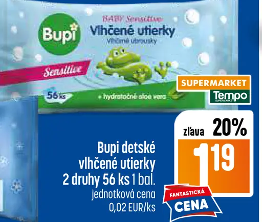 Bupi detské vlhčené utierky 2 druhy