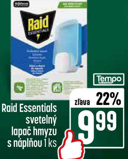 Raid Essentials svetelný lapač hmyzu s náplňou