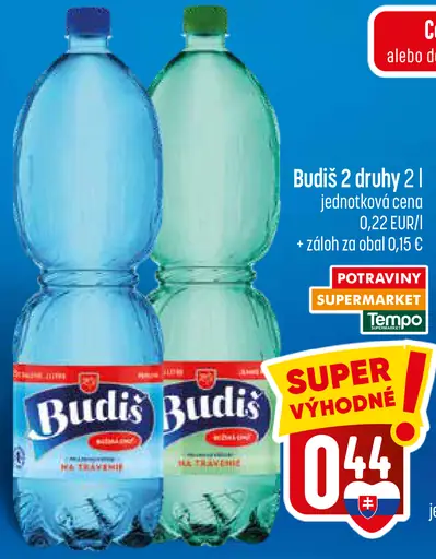 Budiš minerálna voda 2 druhy