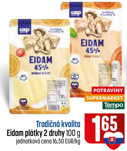 COOP Eidam plátky 45 %