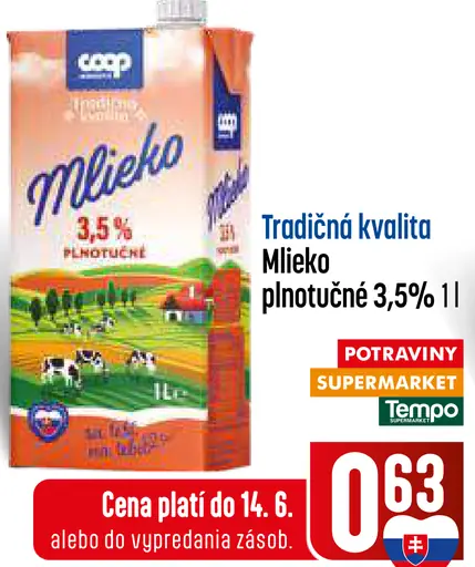 COOP Mlieko plnotučné 3,5 %