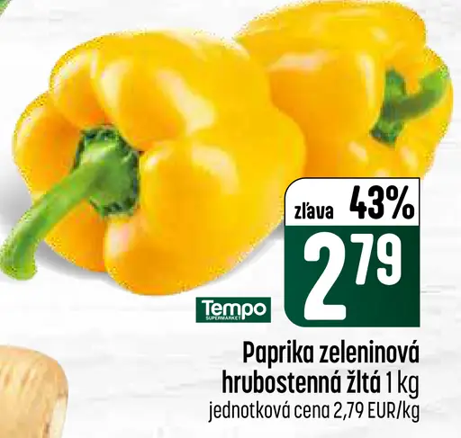 Paprika zeleninová žltá voľná