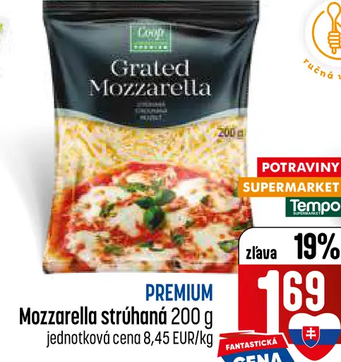 Cooop Premium Mozzarella strúhaná