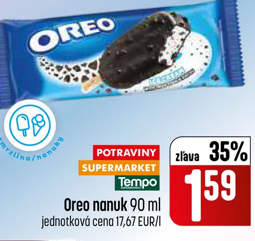 Oreo nanuk smotanový s kúskami sušienok