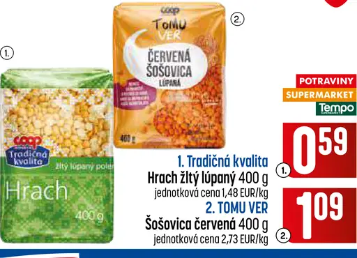 Tradičná kvalita Hrach žltý lúpaný