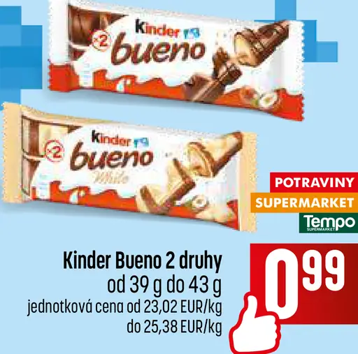 Kinder Bueno tyčinka rôzne druhy