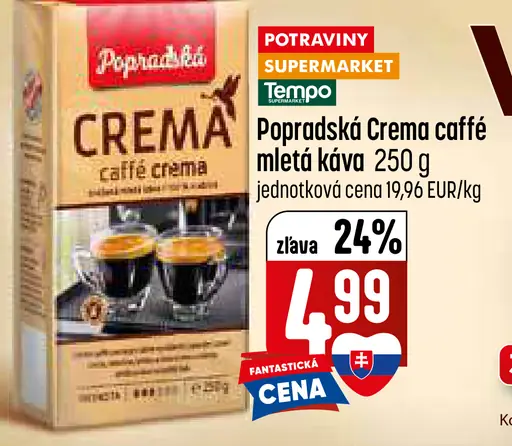Popradská CREMA mletá káva