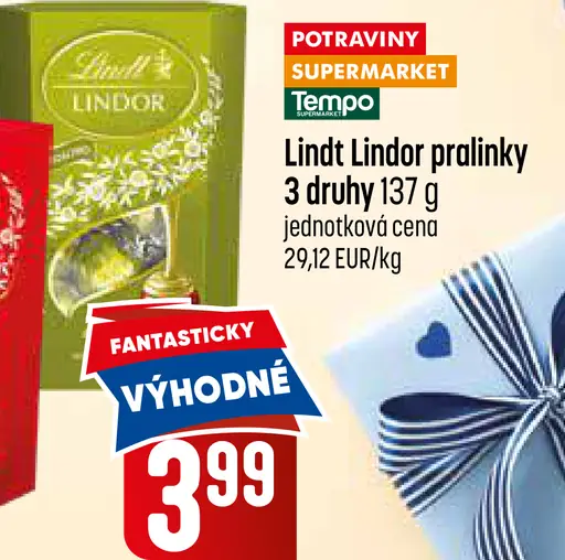 Lindt Lindor pralinky 3 druhy