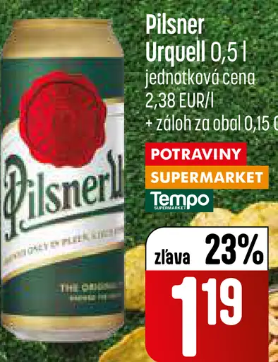 Pilsner Urquell pivo fľaša