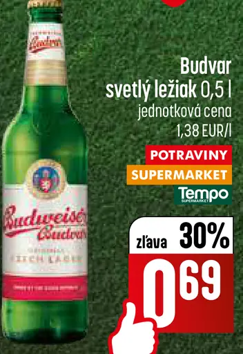 Budvar svetlý ležiak fľaša