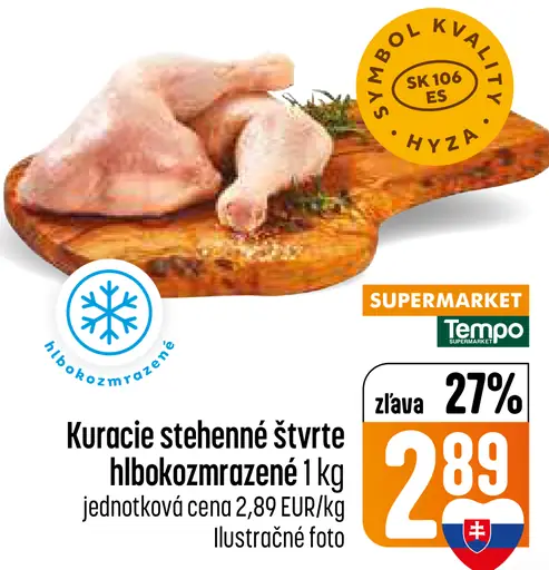 Kuracie stehnenné štvrte hlboko zmrazené