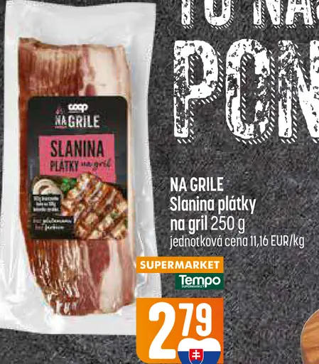 COOP Na Grile slanina plátky na grilovanie