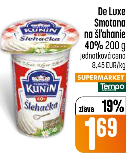 Kunin De Luxe Smotana na šľahanie 40%