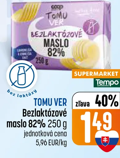 TOMU VER Bezlaktózové maslo 82%