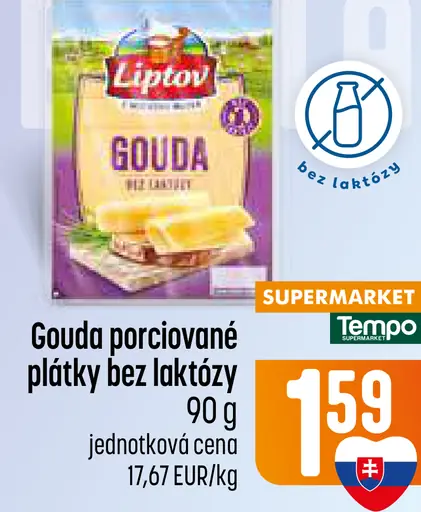 Liptov Gouda bez laktózy - porciované plátky