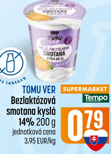 TOMI VER Bezlaktózová smotana kyslá 14%