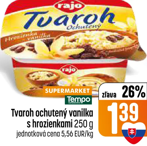 Rajo Ochutený tvaroh hrozienka a vanilka