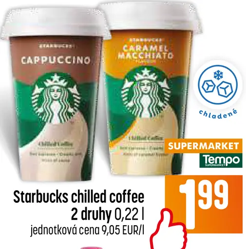 Starbucks chilled coffee cappuccino alebo caramel macchiato