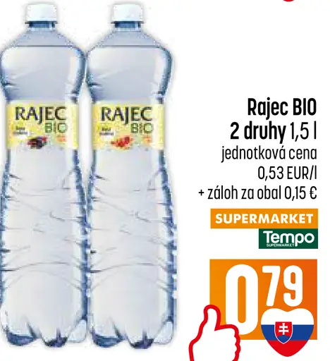 Rajec Bio pramenitá voda rôzne druhy