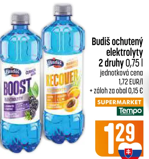 Budiš ochutený elektrolytový nápoj 2 druhy