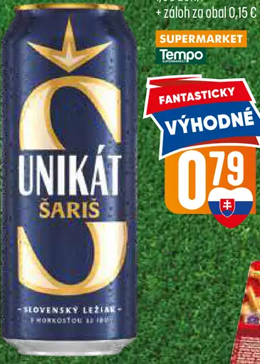 Šariš Unikát pivo plechovka