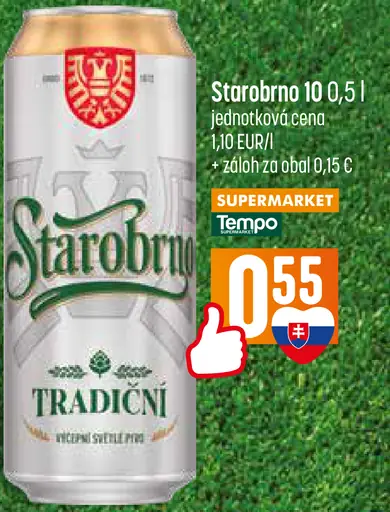 Starobrno 10 pivo tradiční plechovka