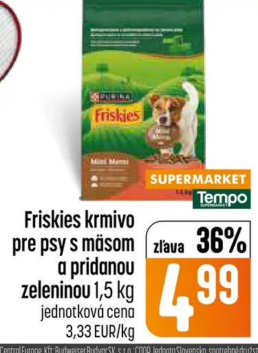Friskies krmivo pre psy s mäsom a pridanou zeleninou