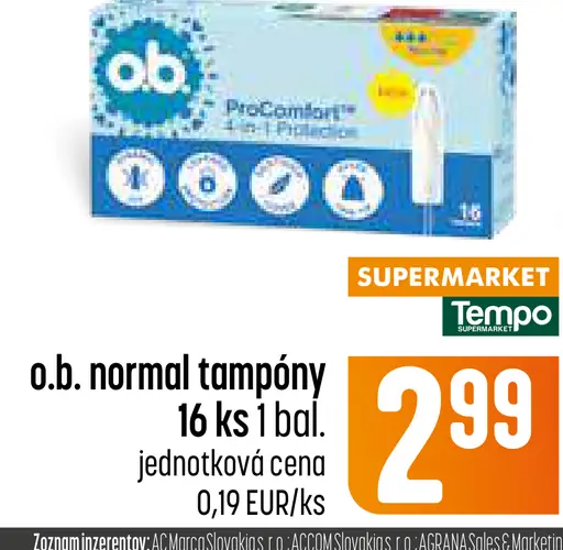 O.b. tampóny normal