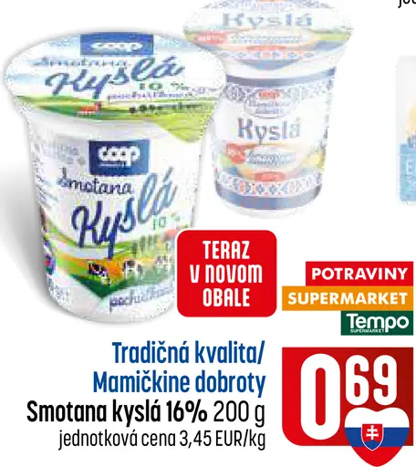 COOP Tradičná kvalita smotana kyslá 16 %