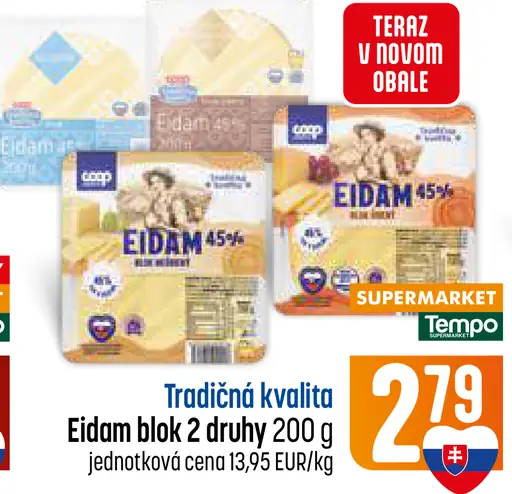 COOP Tradičná kvalita Eidam blok 45 % rôzne druhy