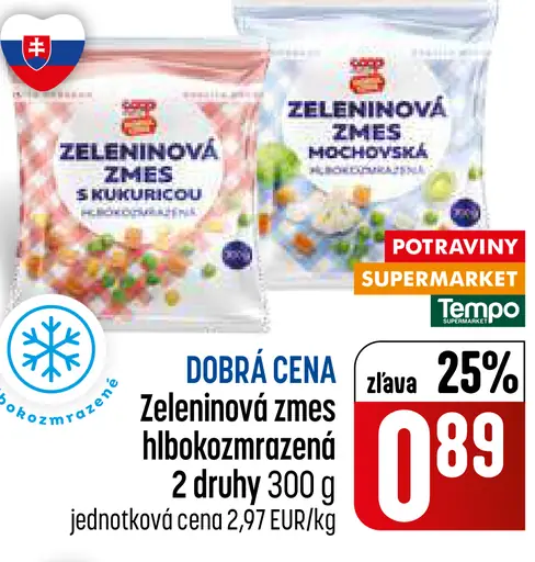 Zeleninová zmes s kukuricou hlboko zmrazená