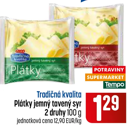 Tradičná kvalita Plátky jemný tavený syr 2 druhy