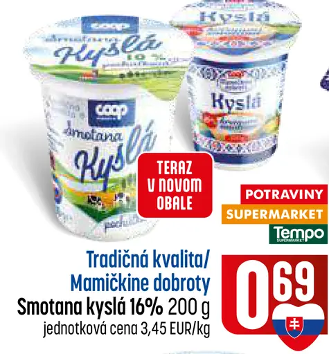 Tradičná kvalita Mamičkine dobroty Smotana kyslá 16%