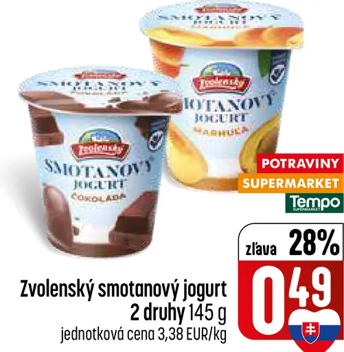Zvolenský smotanový jogurt 2 druhy