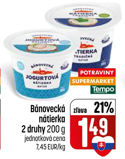 Bánovecká nátierka jogurtová 2 druhy