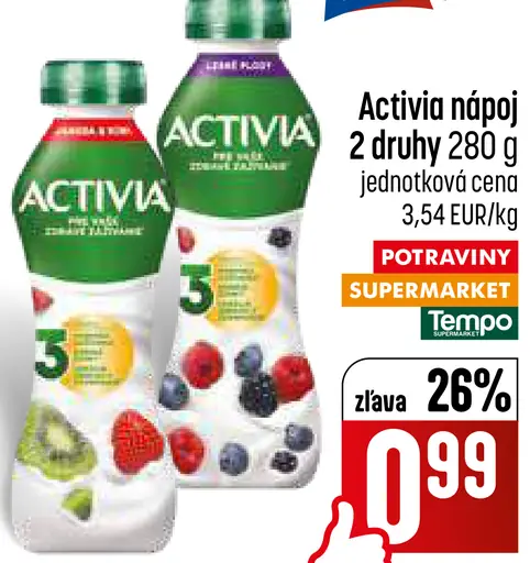 Activia nápoj jogurtový 2 druhy